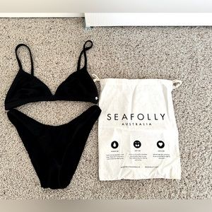 Seafolly swimsuit essentials tri fix bras and high cut pant - size 6 (10 AU)